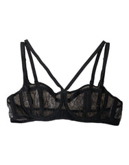 Dolce & Gabbana Black Floral Lace Nylon Balconcino Bra Underwear - IT2 | S - Bras