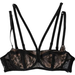 Dolce & Gabbana Black Floral Lace Nylon Balconcino Bra Underwear - IT2 | S - Bras