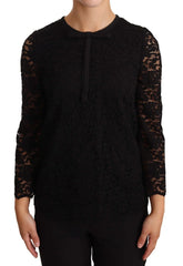 Dolce & Gabbana Black Floral Lace Nylon Blouse Top - IT36 | XS - Blouses