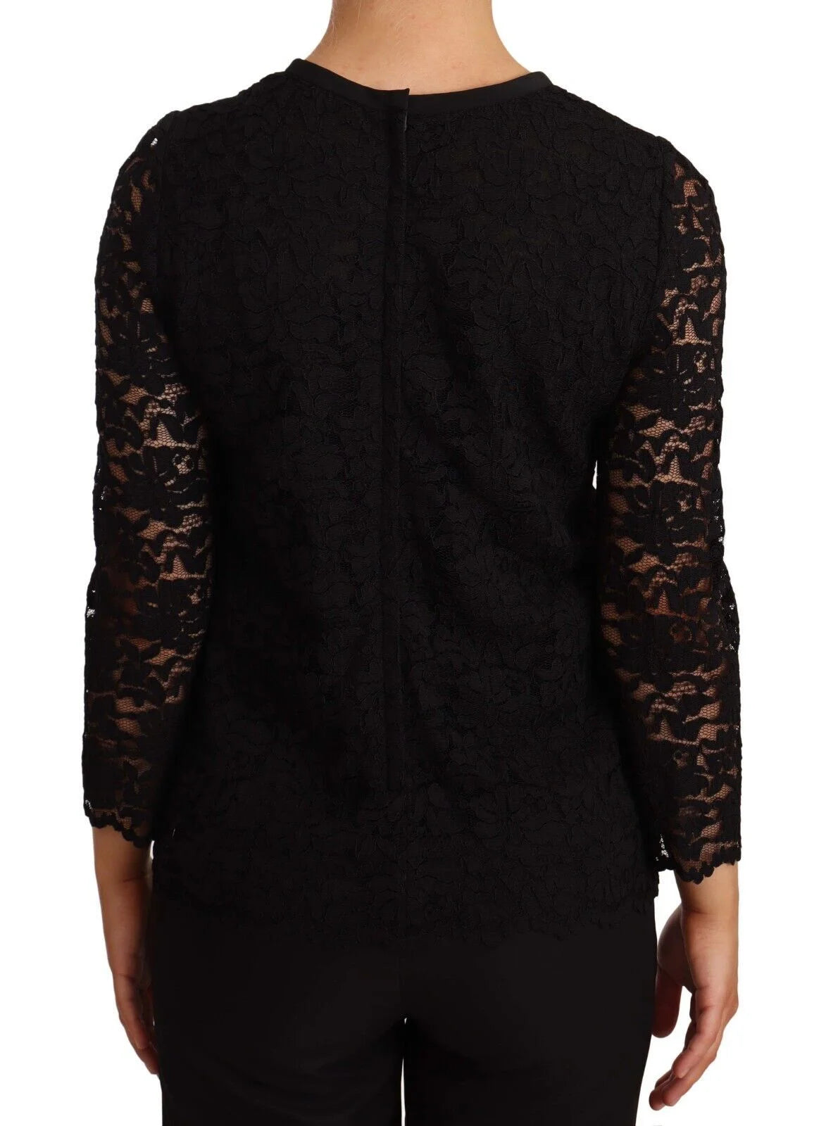 Dolce & Gabbana Black Floral Lace Nylon Blouse Top - IT36 | XS - Blouses