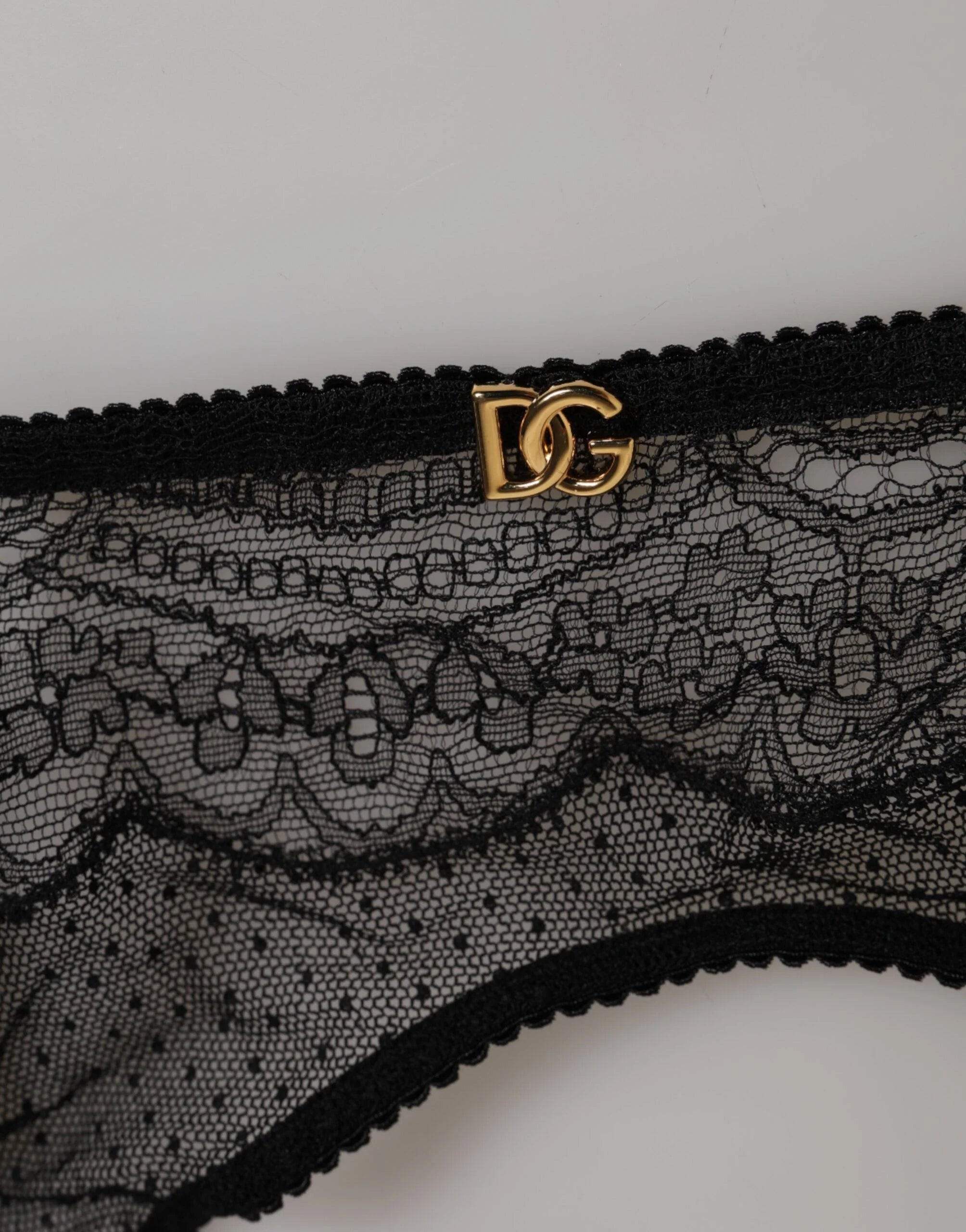 Dolce & Gabbana Black Floral Lace Nylon Strap Garter Underwear - IT2 | S - Garters