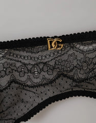 Dolce & Gabbana Black Floral Lace Nylon Strap Garter Underwear - IT2 | S - Garters