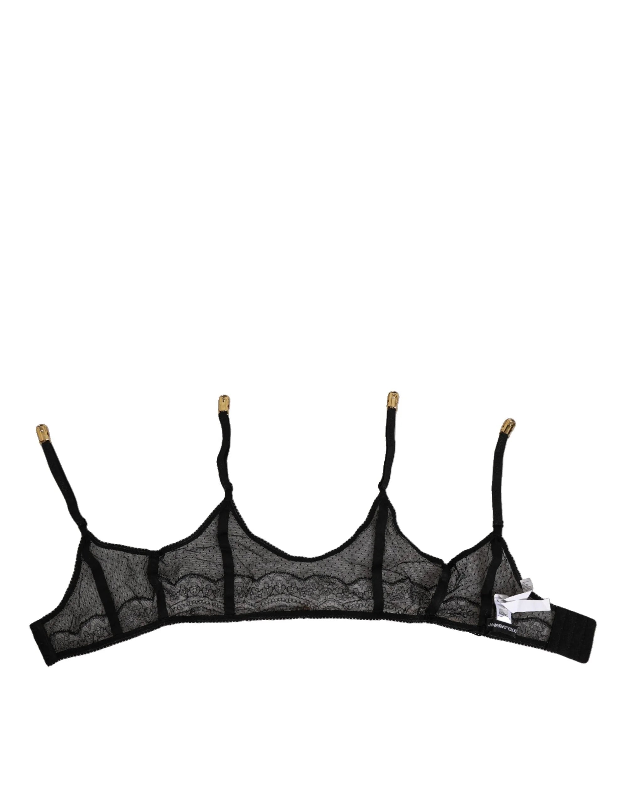 Dolce & Gabbana Black Floral Lace Nylon Strap Garter Underwear - IT2 | S - Garters