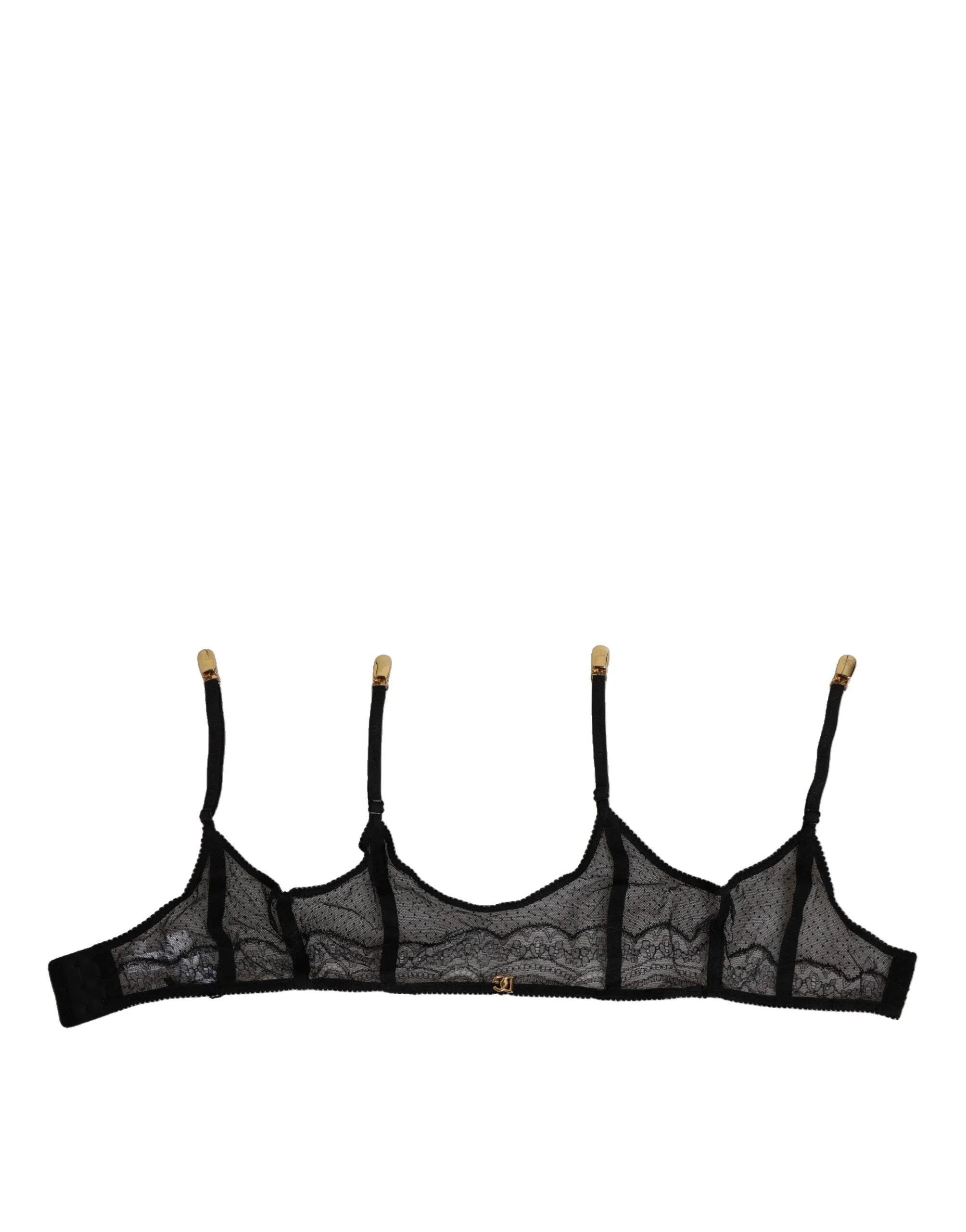 Dolce & Gabbana Black Floral Lace Nylon Strap Garter Underwear - IT2 | S