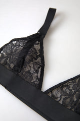 Dolce & Gabbana Black Floral Lace Nylon Stretch Bra Underwear - IT40|S - Bras