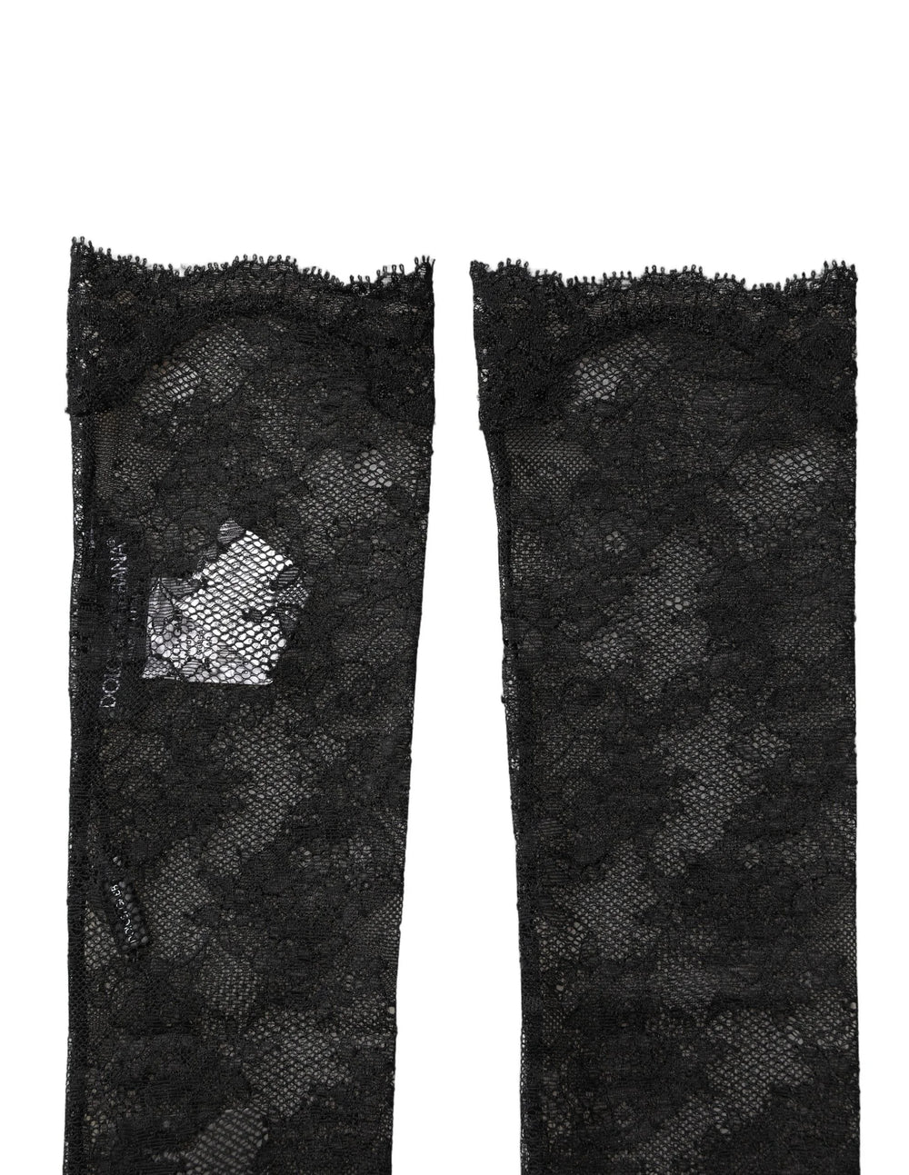 Dolce & Gabbana Black Floral Lace Nylon Stretch Knee Socks - M