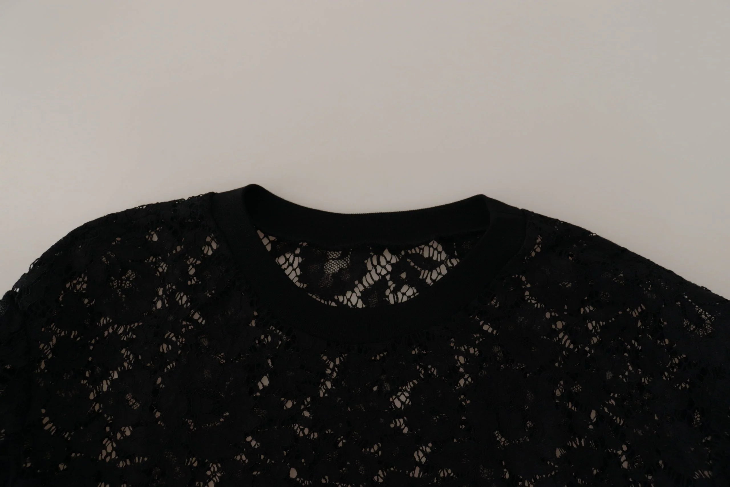 Dolce & Gabbana Black Floral Lace Pullover Sicily Blouse - Blouses