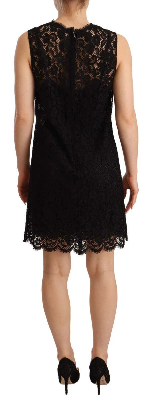 Dolce & Gabbana Black Floral Lace Sheath Sleeveless Mini Dress - IT40|S - Dresses