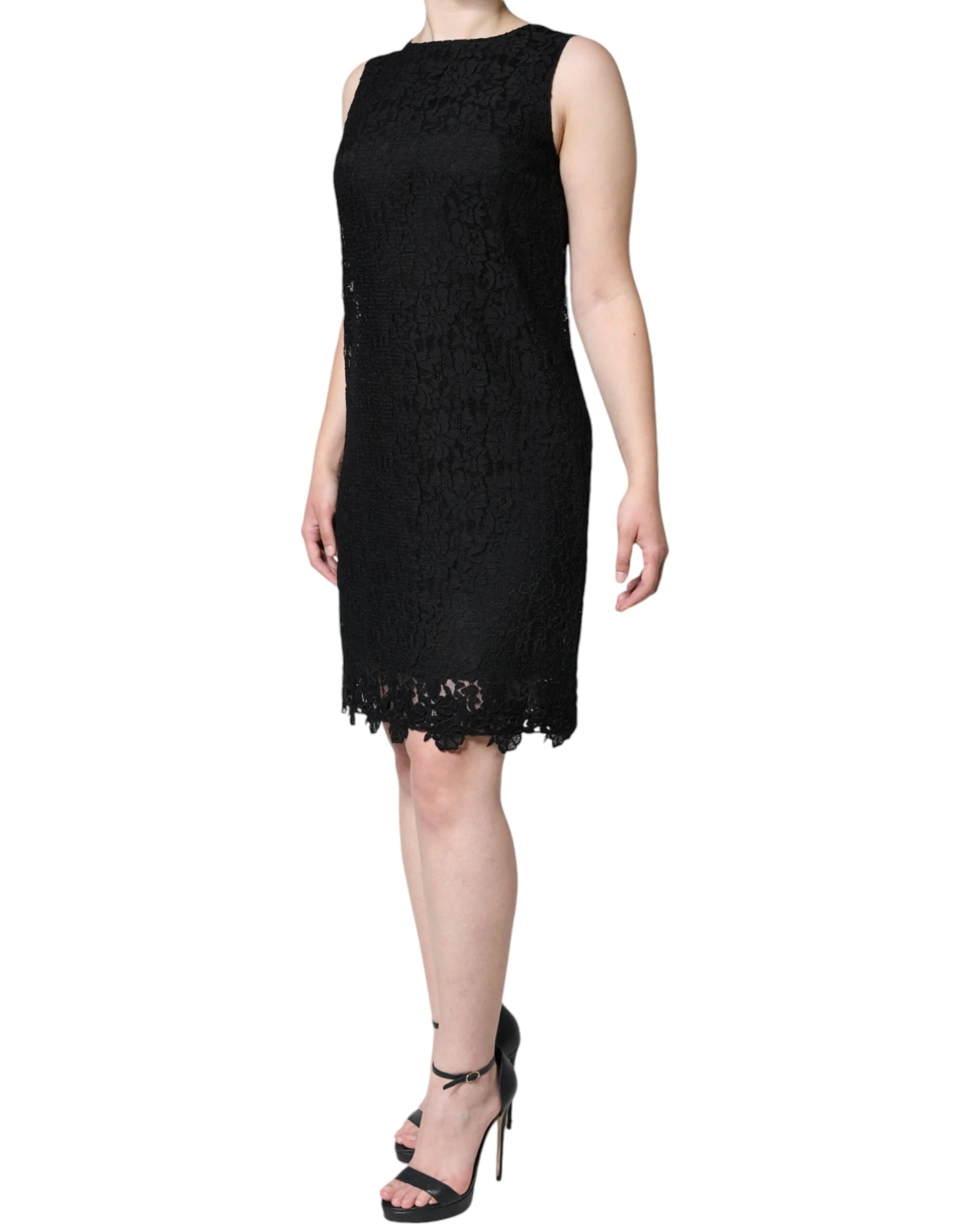 Dolce & Gabbana Black Floral Lace Sheath Sleeveless Mini Dress - IT42|M - Dresses
