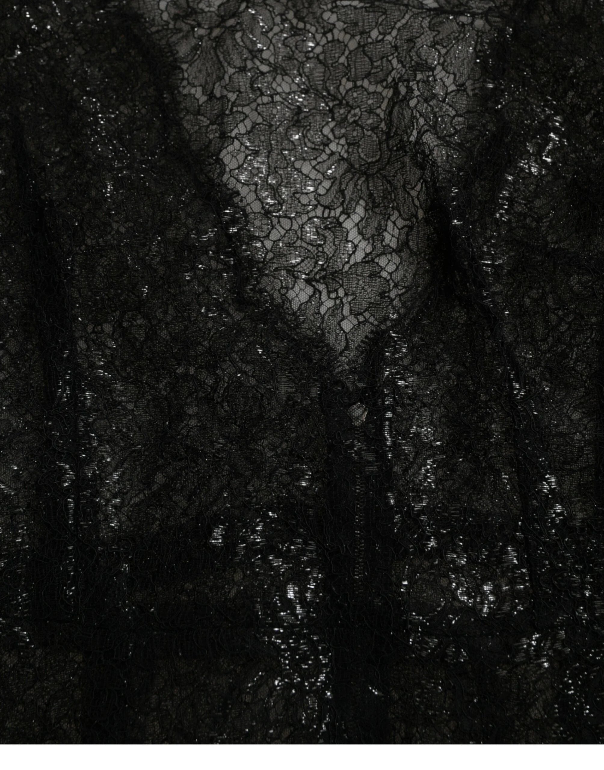 Dolce & Gabbana Black Floral Lace Sheer A-line Midi Dress - IT48 | XL - Dresses