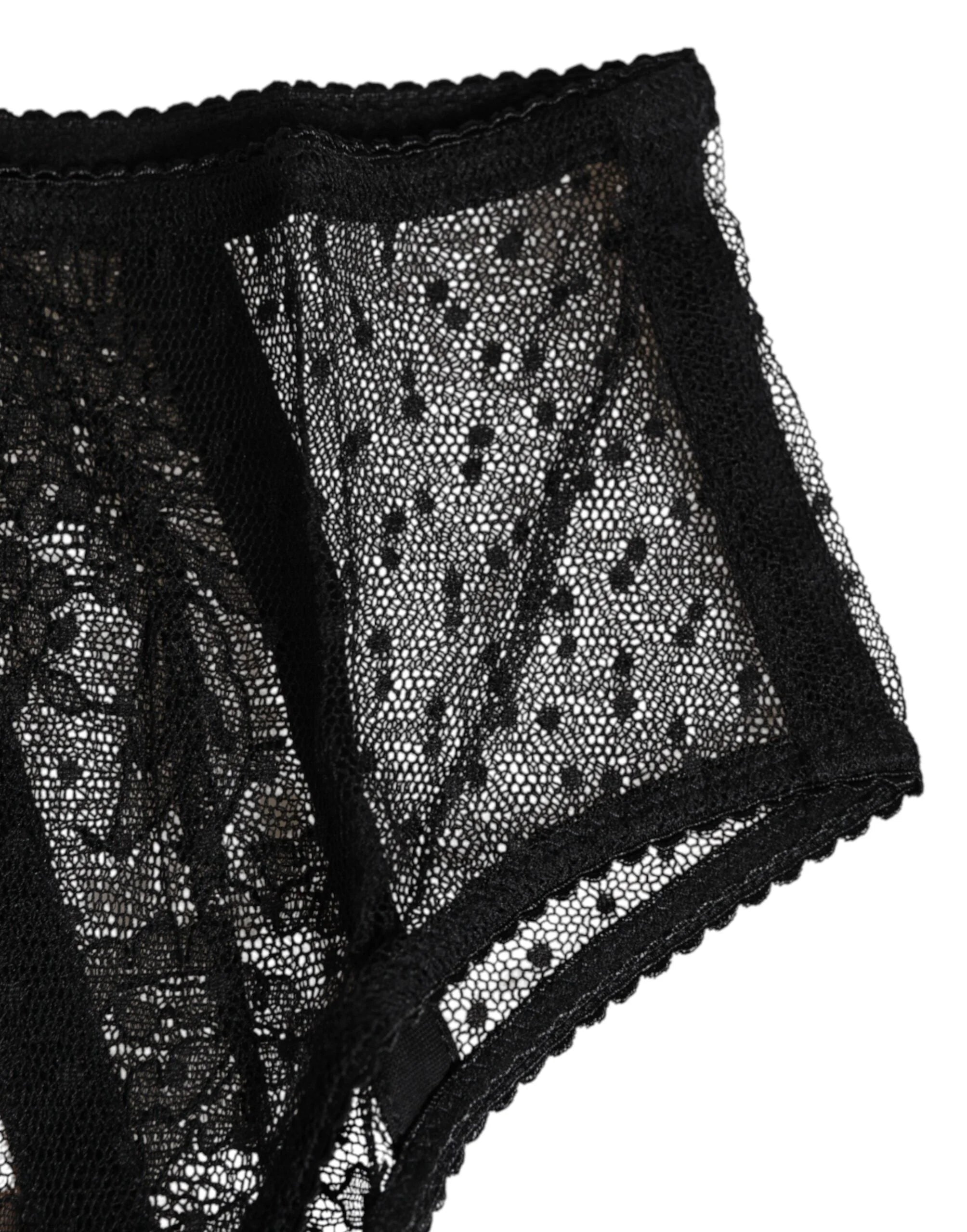 Dolce & Gabbana Black Floral Lace Sheer Mesh High Waist Underwear - IT3 | M