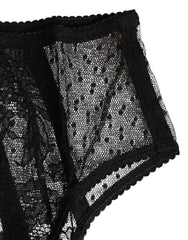 Dolce & Gabbana Black Floral Lace Sheer Mesh High Waist Underwear - IT3 | M