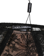 Dolce & Gabbana Black Floral Lace Sheer Mesh High Waist Underwear - IT3 | M