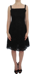 Dolce & Gabbana Black Floral Lace Shift Knee Length Dress - IT40|S - Dresses