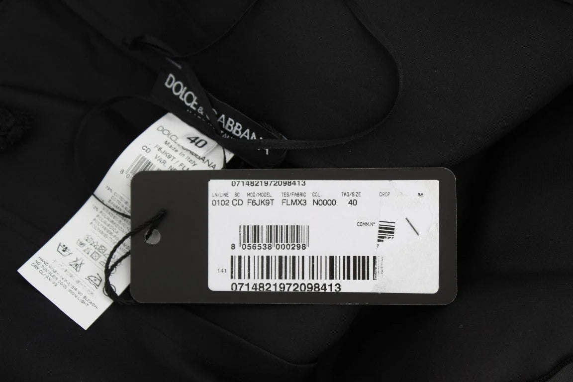 Dolce & Gabbana Black Floral Lace Shift Knee Length Dress - IT40|S - Dresses