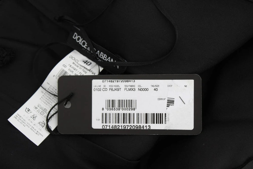 Dolce & Gabbana Black Floral Lace Shift Knee Length Dress - IT40|S - Dresses