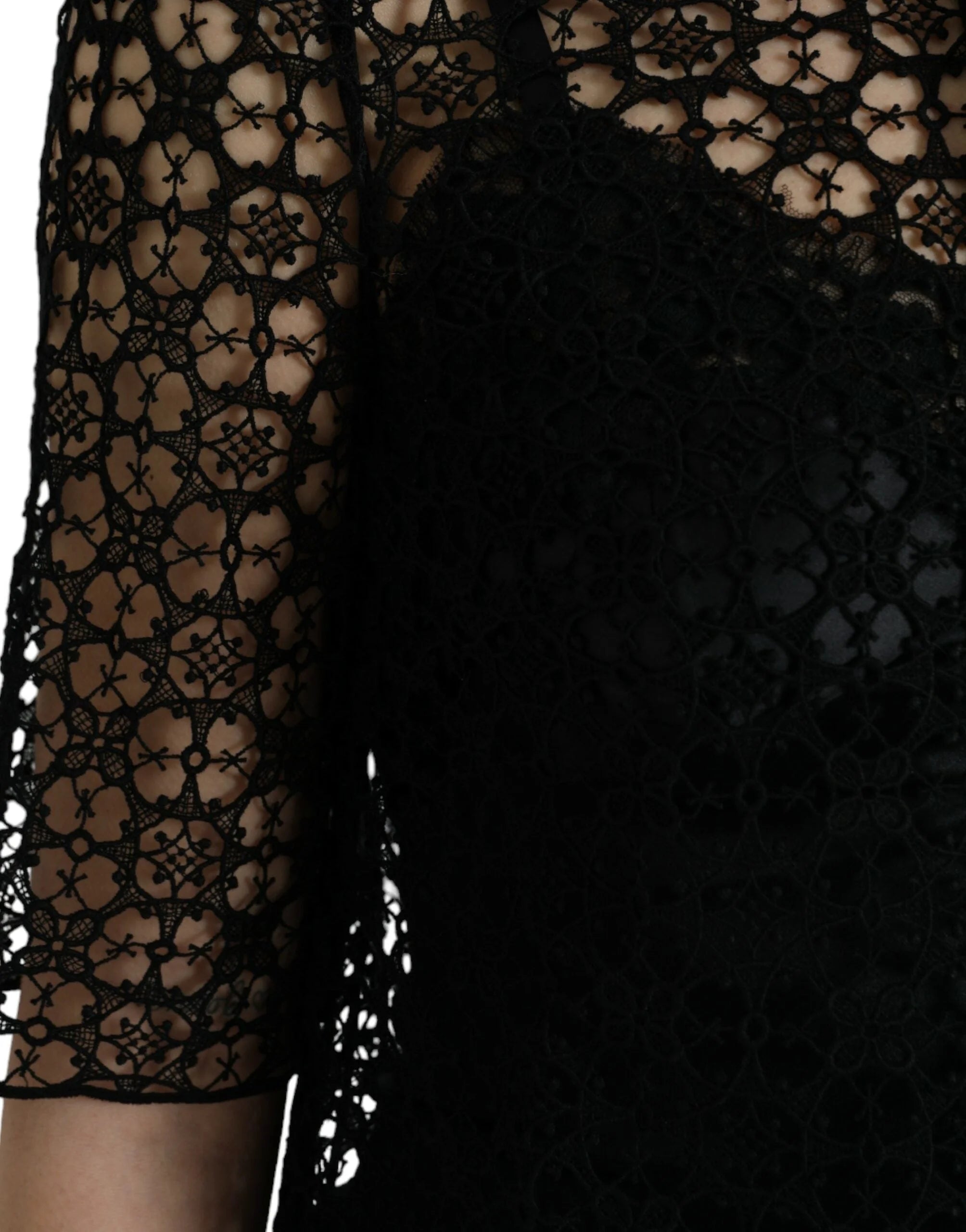 Dolce & Gabbana Black Floral Lace Short Sleeves Blouse Top - IT38 | XS - Blouses