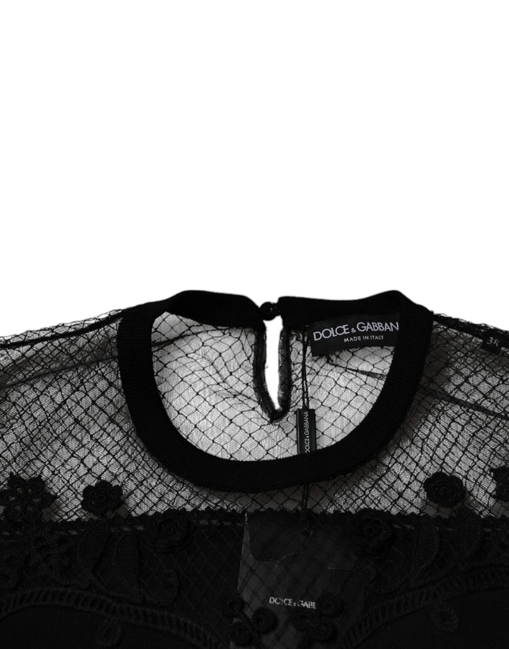 Dolce & Gabbana Black Floral Lace Short Sleeves Blouse Top - IT38 | XS - Blouses