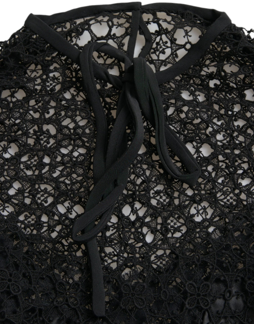 Dolce & Gabbana Black Floral Lace Short Sleeves Blouse Top - IT38 | XS - Blouses