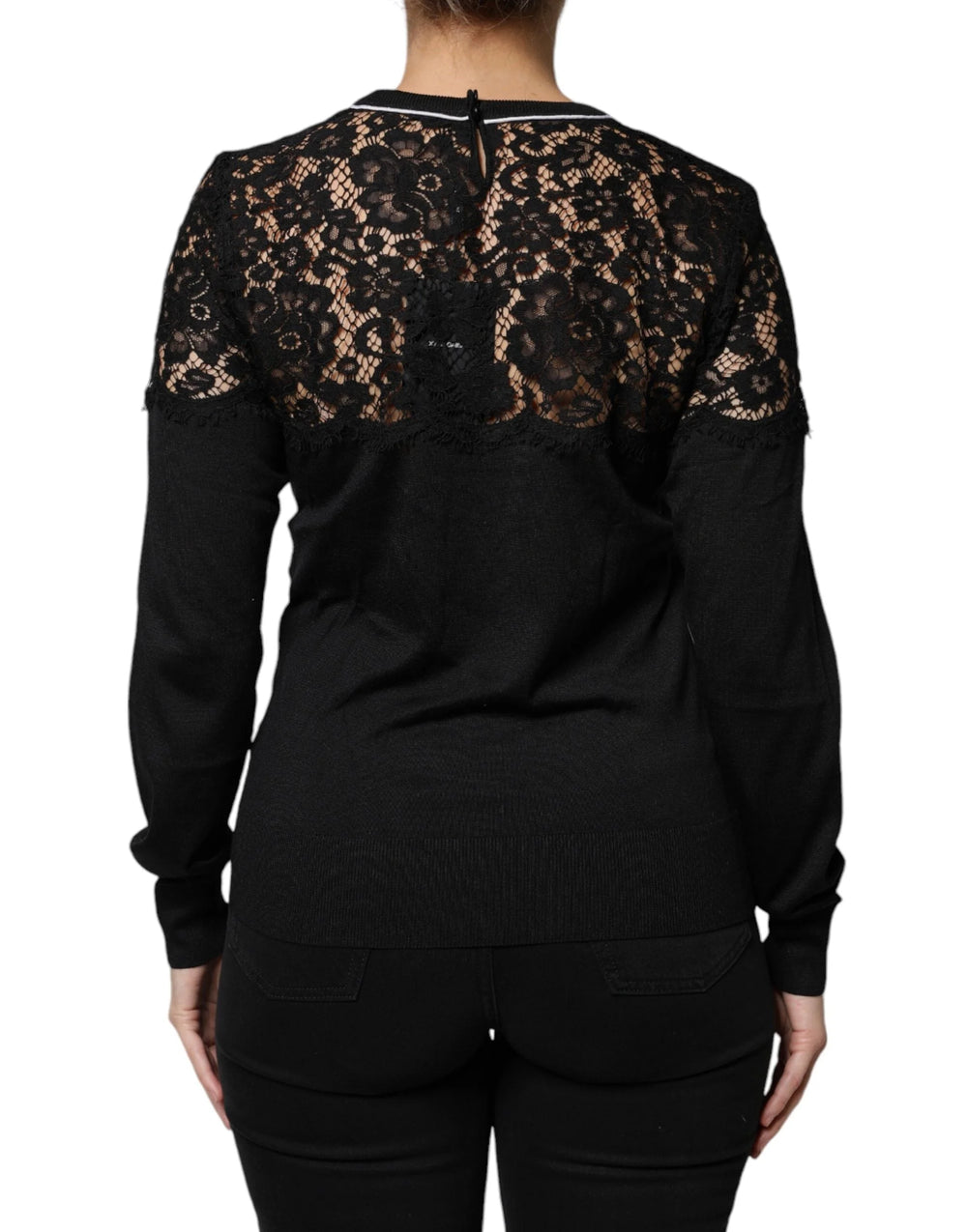 Dolce & Gabbana Black Floral Lace Silk Pullover Blouse Top - IT42|M - Blouses