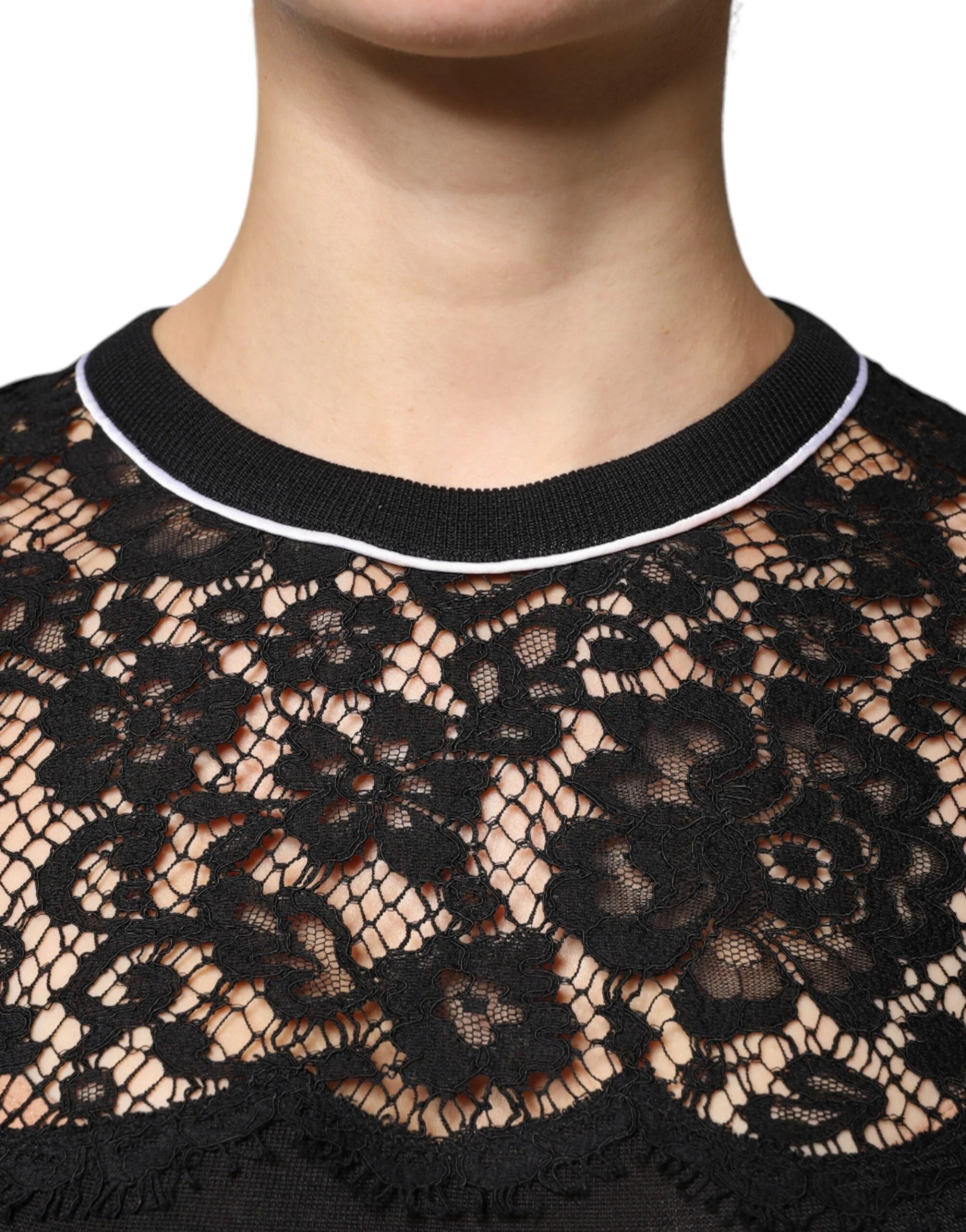 Dolce & Gabbana Black Floral Lace Silk Pullover Blouse Top - IT42|M