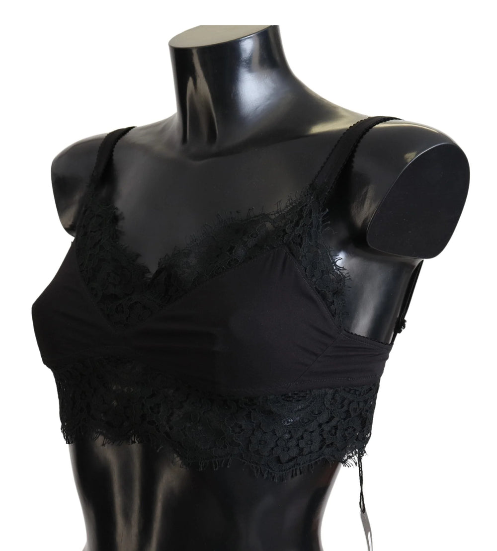 Dolce & Gabbana Black Floral Lace Stretch Bralette Underwear - IT2 | S - Bras