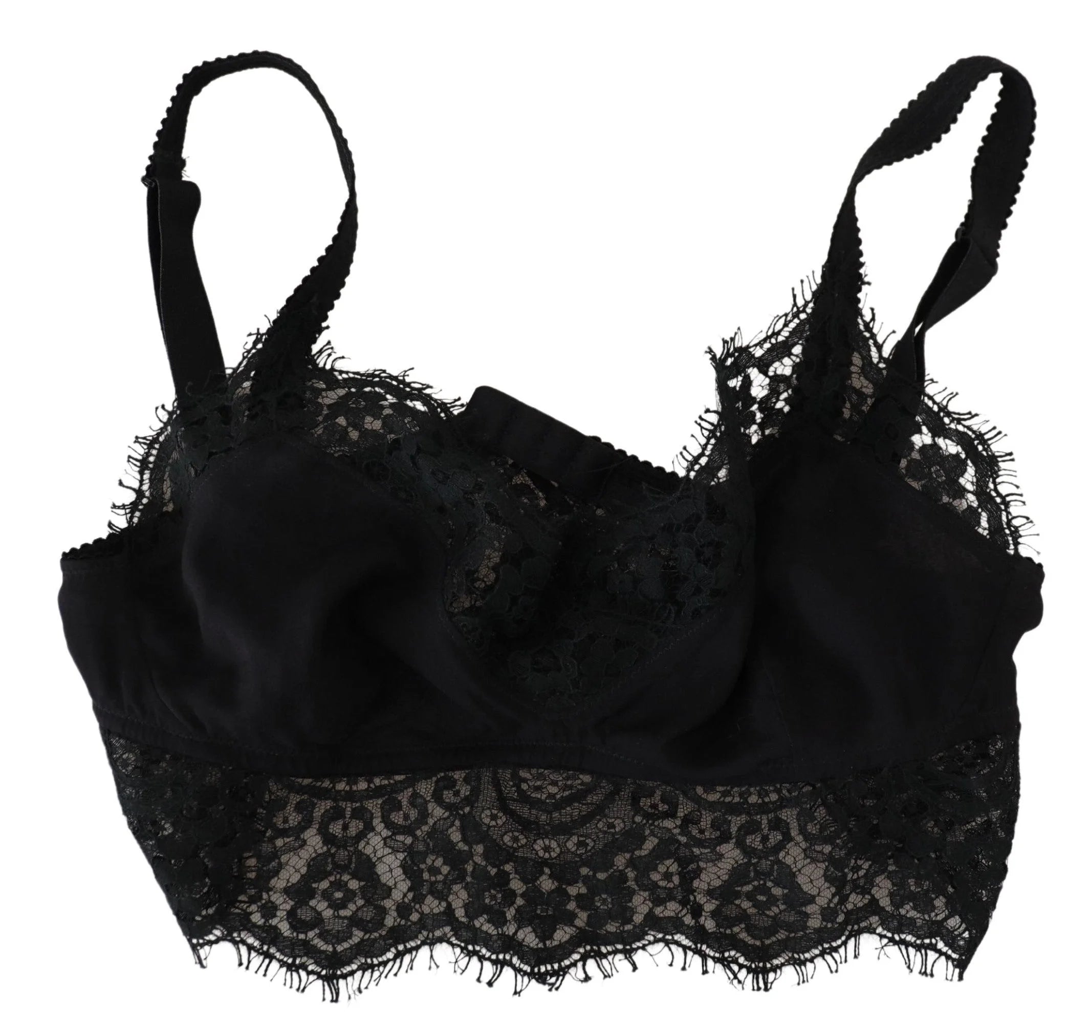 Dolce & Gabbana Black Floral Lace Stretch Bralette Underwear - IT2 | S - Bras