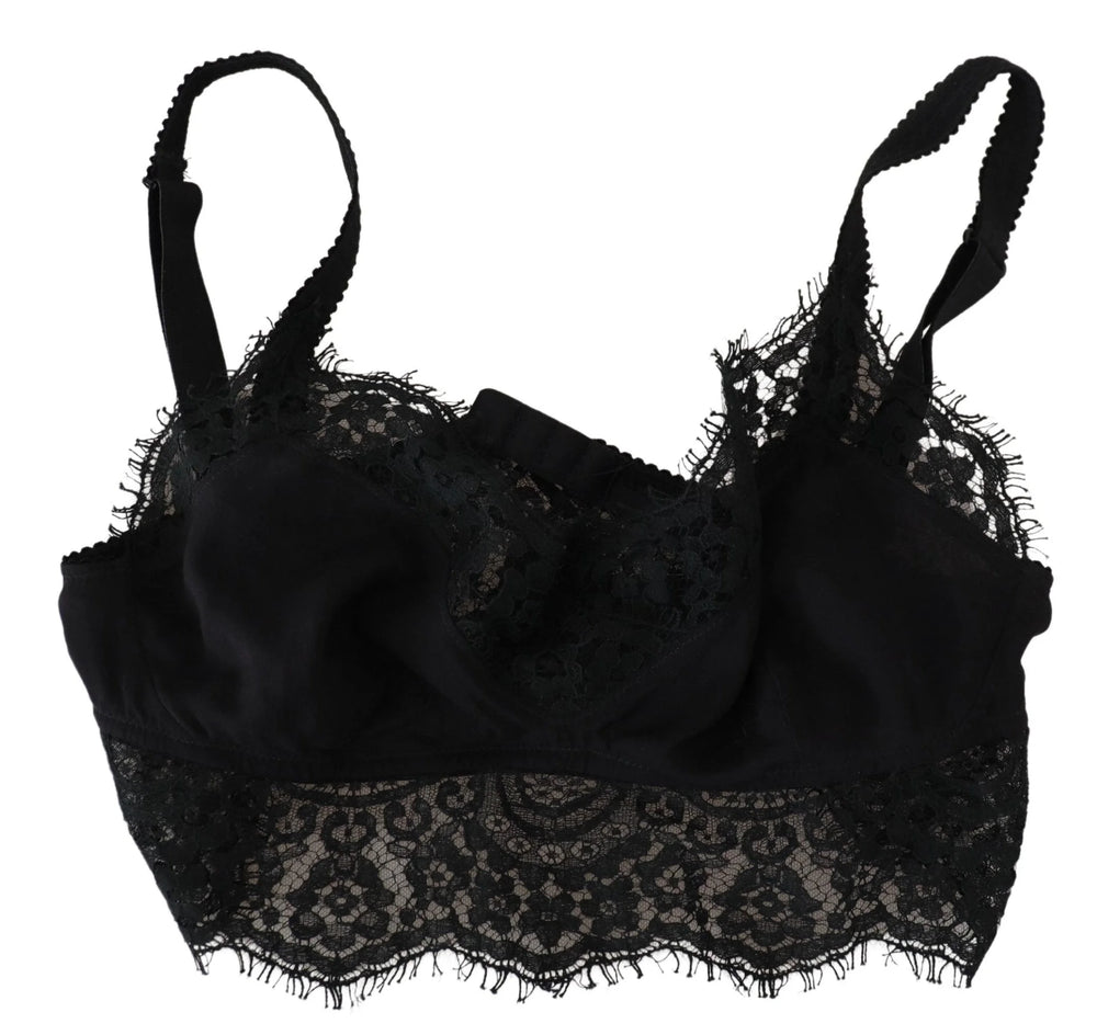 Dolce & Gabbana Black Floral Lace Stretch Bralette Underwear - IT2 | S - Bras