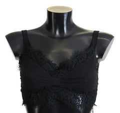 Dolce & Gabbana Black Floral Lace Stretch Bralette Underwear - IT2 | S - Bras