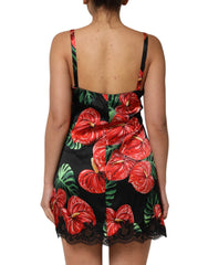 Dolce & Gabbana Black Floral Lace Trim Chemise Lingerie Dress - IT4 | L - Women’s Underwear Slips
