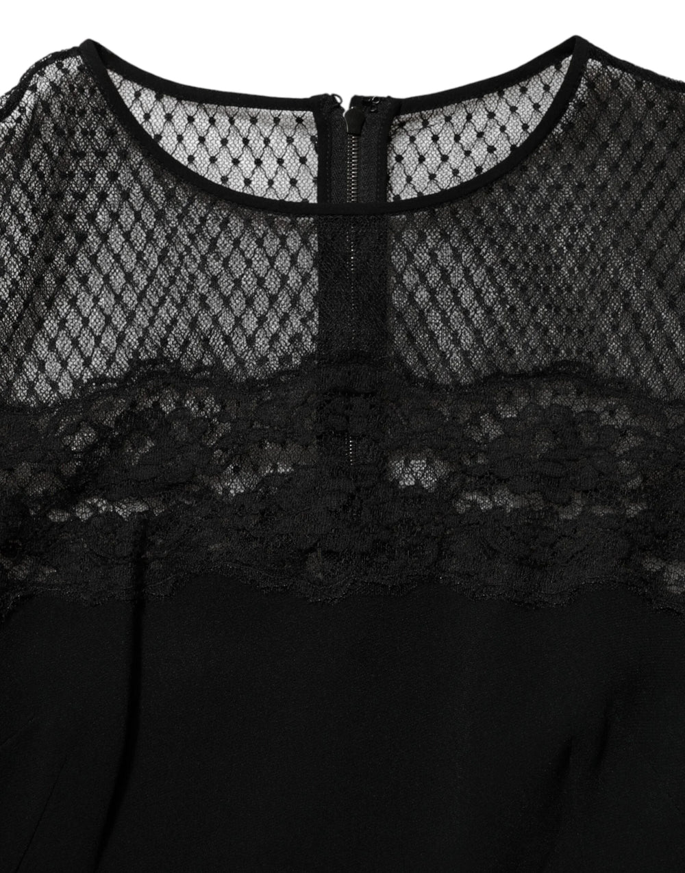 Dolce & Gabbana Black Floral Lace Trim Sheath A-line Dress - IT44 | L - Dresses