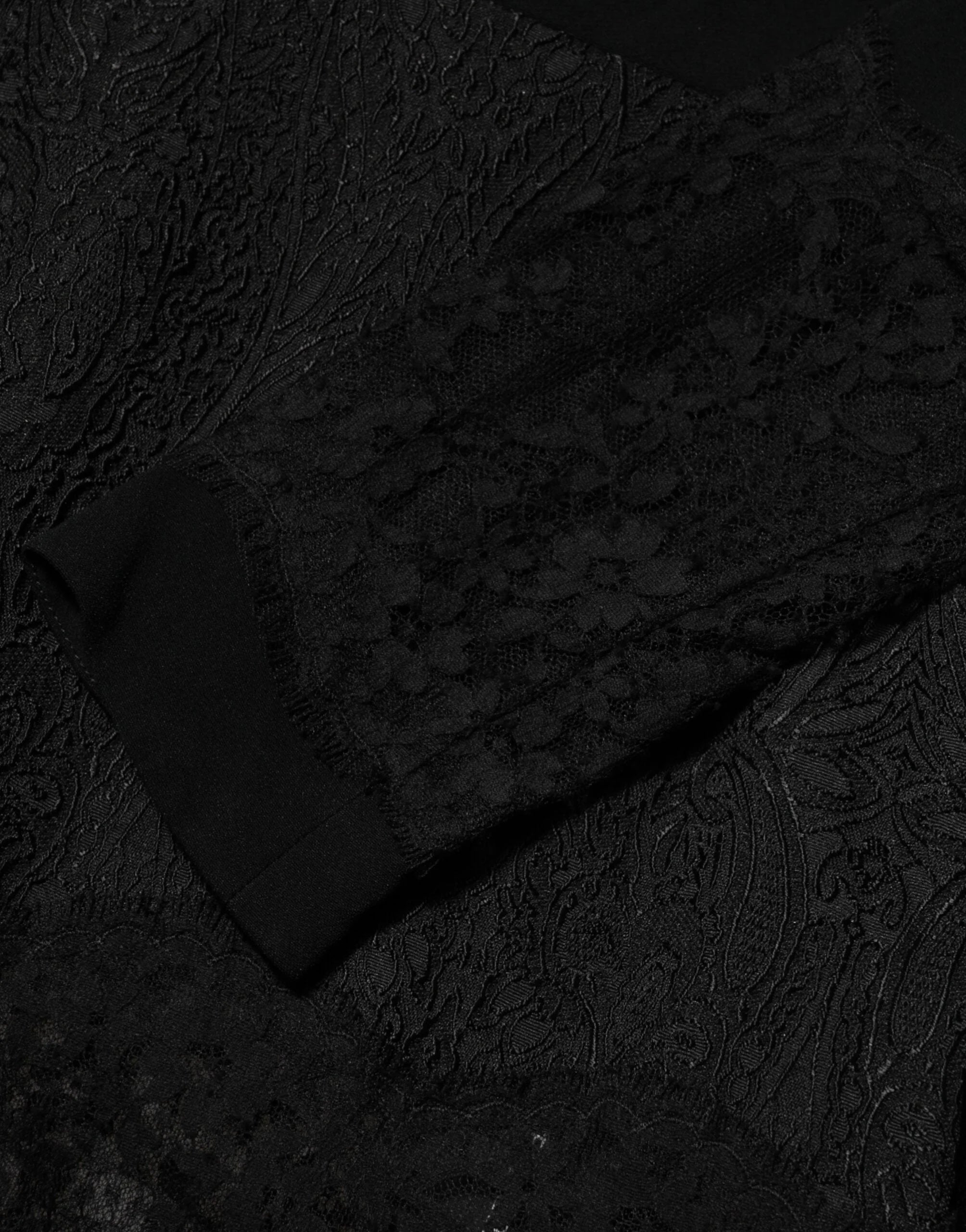 Dolce & Gabbana Black Floral Lace Trim Sheath A-line Dress - IT44 | L - Dresses