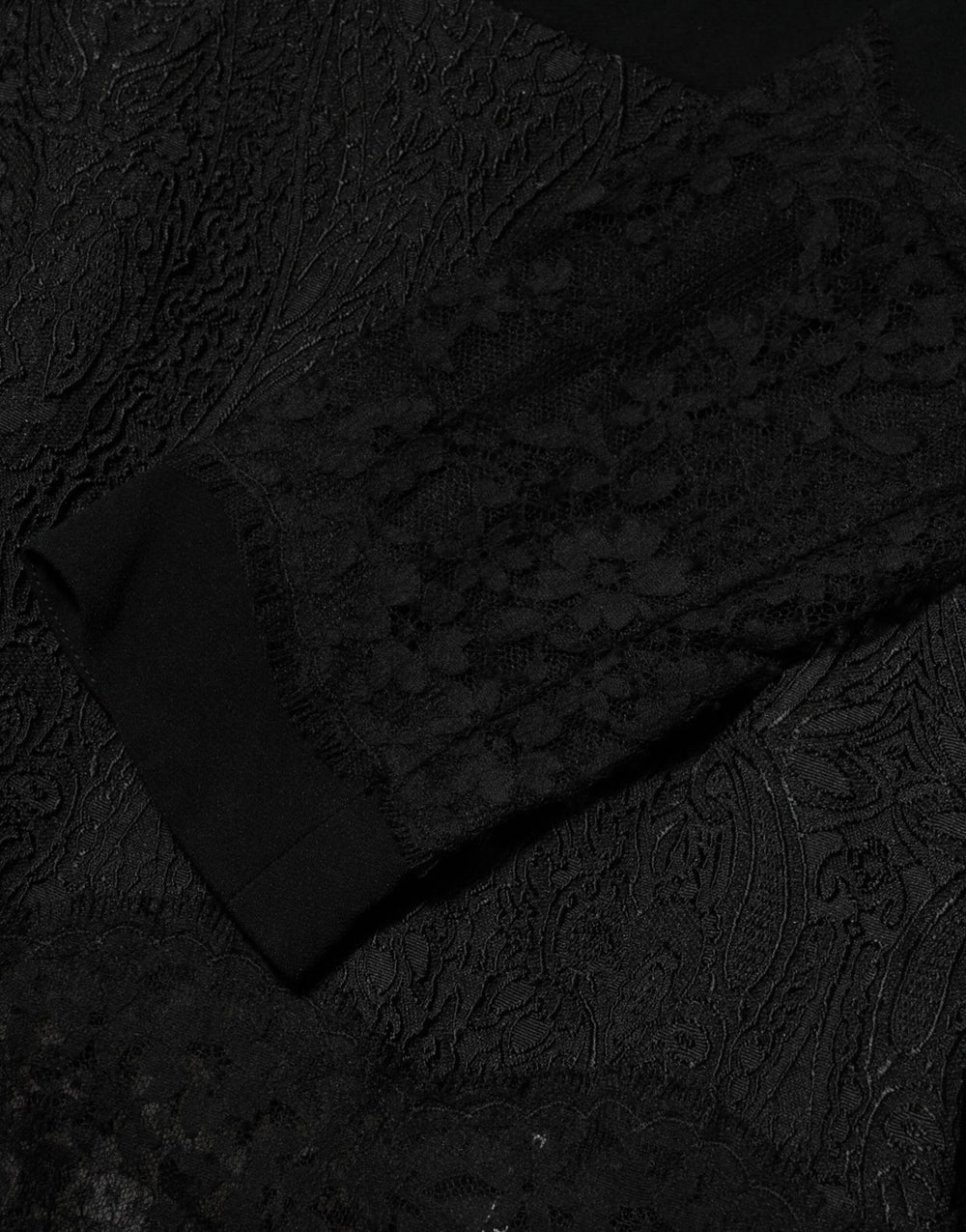 Dolce & Gabbana Black Floral Lace Trim Sheath A-line Dress - IT44 | L - Dresses