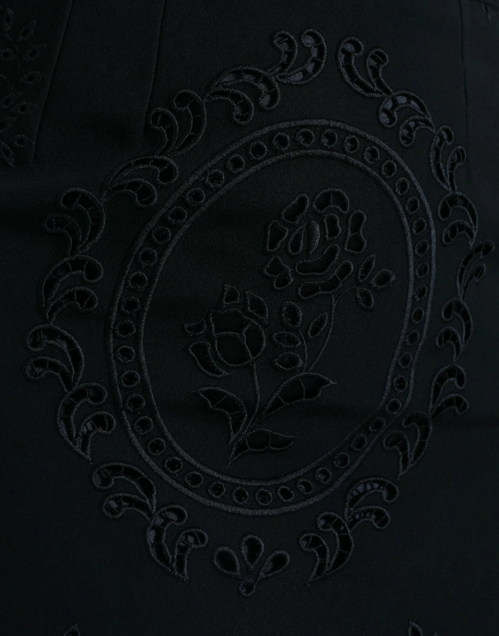 Dolce & Gabbana Black Floral Lace Viscose Bodycon Midi Dress - IT40|S - Dresses