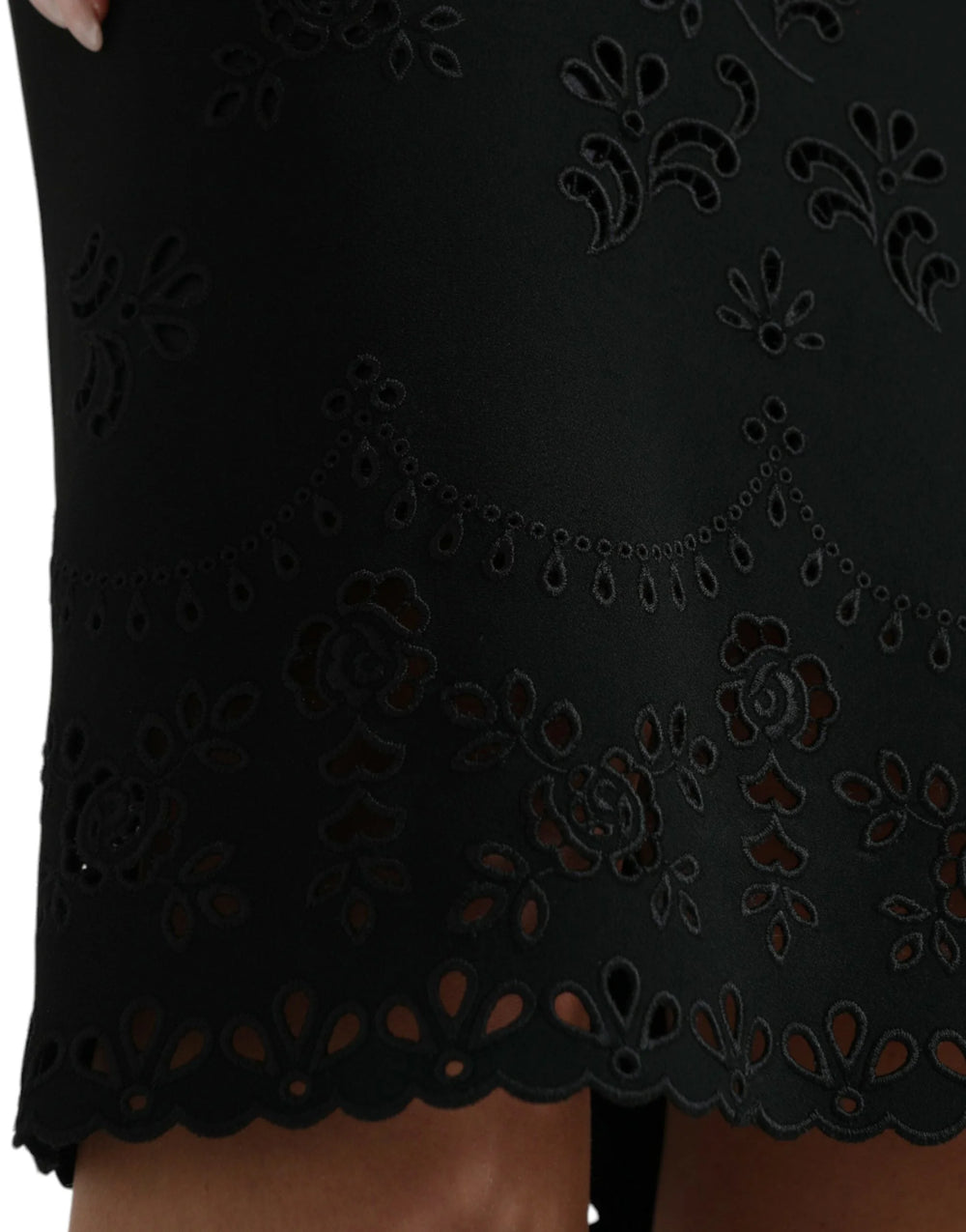Dolce & Gabbana Black Floral Lace Viscose Bodycon Midi Dress - IT40|S - Dresses