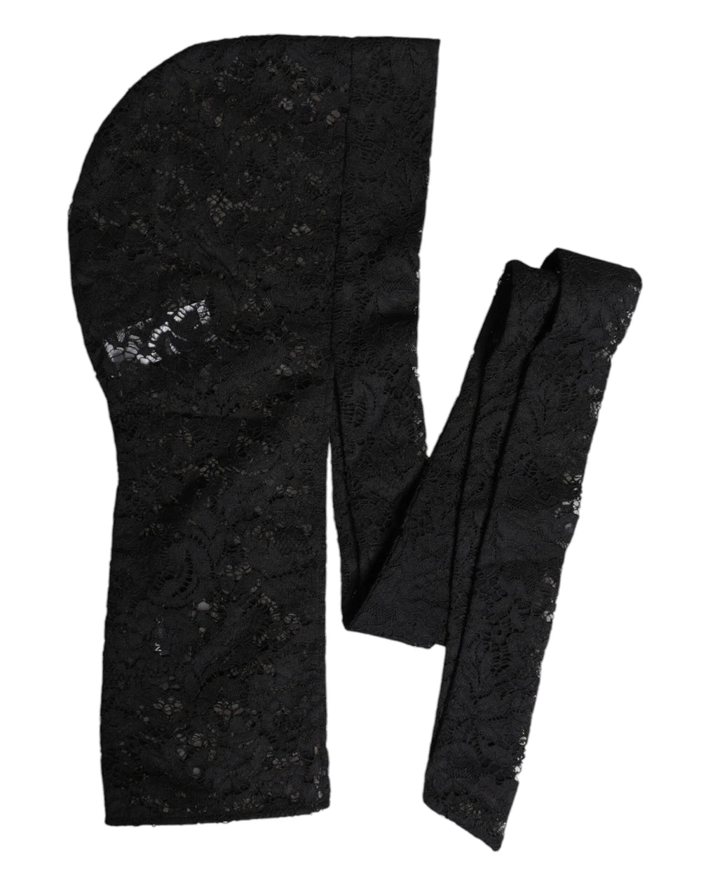 Dolce & Gabbana Black Floral Lace Whole Head Wrap Hat - 58 cm|M - Balaclavas