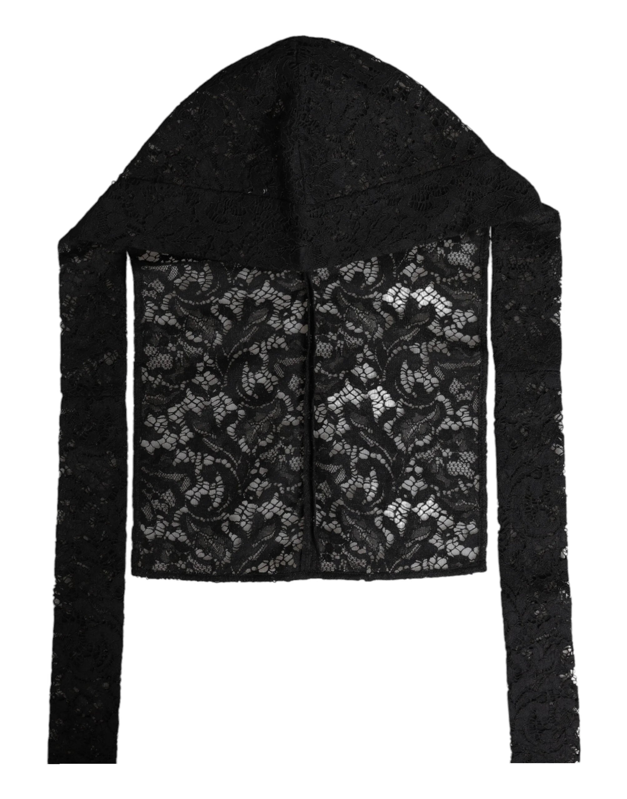 Dolce & Gabbana Black Floral Lace Whole Head Wrap Hat - 58 cm|M - Balaclavas