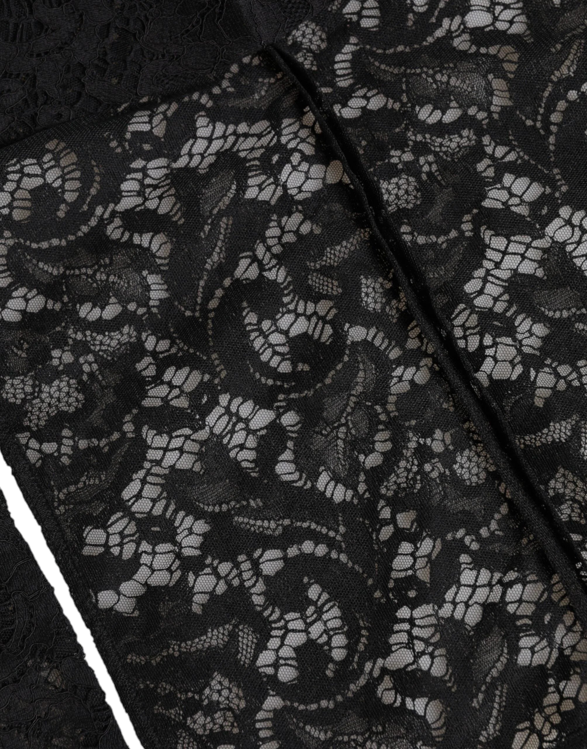 Dolce & Gabbana Black Floral Lace Whole Head Wrap Hat - 58 cm|M - Balaclavas