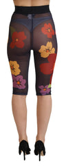 Dolce & Gabbana Black Floral Leggings Stretch Waist Pants - Leggings