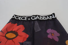 Dolce & Gabbana Black Floral Leggings Stretch Waist Pants - Leggings