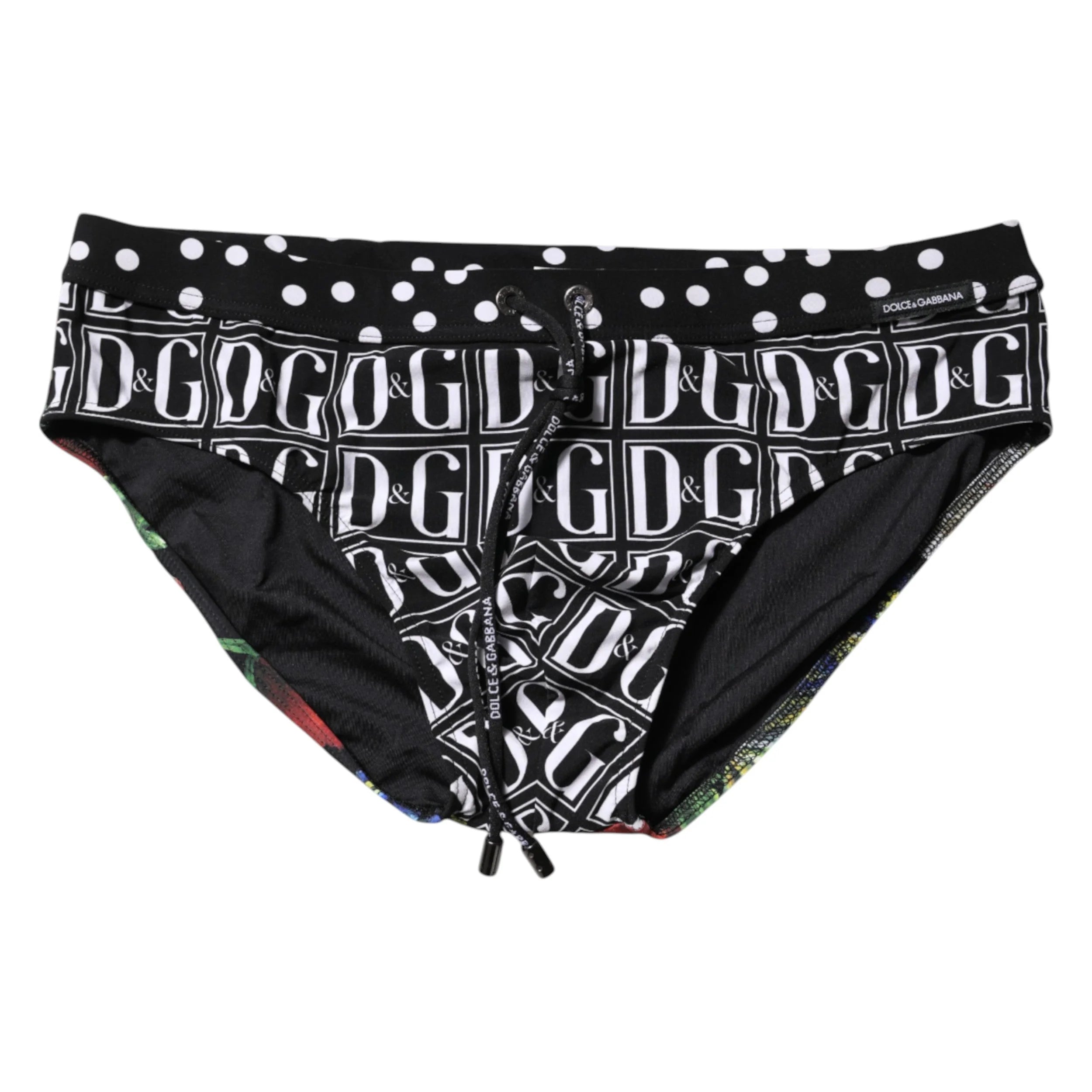 Dolce & Gabbana Black Floral Logo Beachwear Men Brief Swimwear - IT4 | S - Swim Briefs
