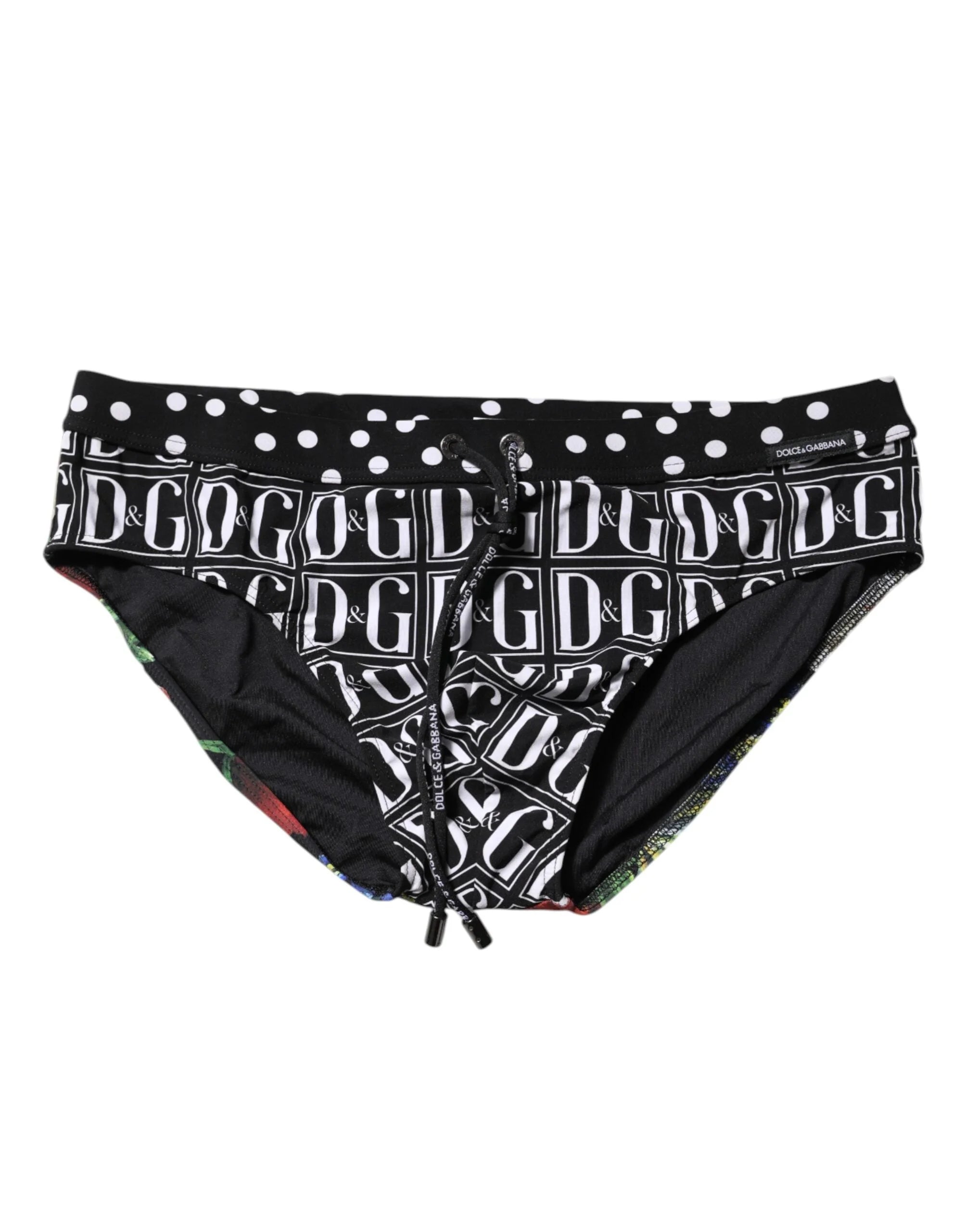 Dolce & Gabbana Black Floral Logo Beachwear Men Brief Swimwear - IT4 | S - Swim Briefs