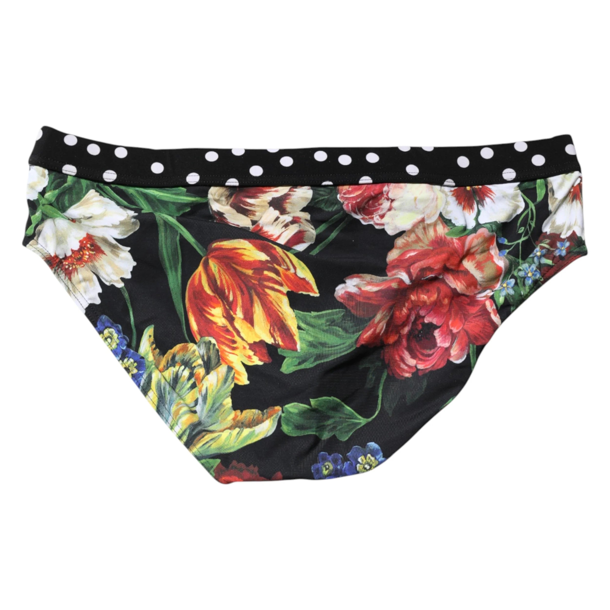 Dolce & Gabbana Black Floral Logo Beachwear Men Brief Swimwear - IT4 | S - Swim Briefs