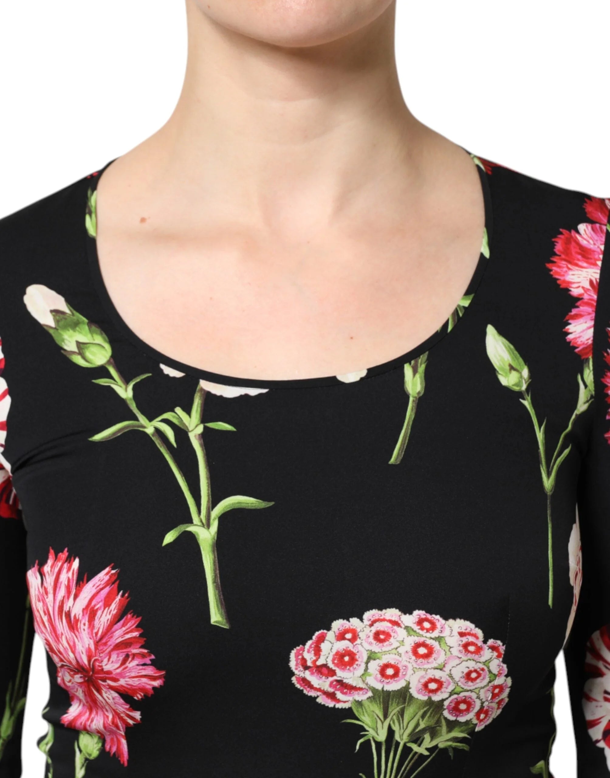 Dolce & Gabbana Black Floral Long Sleeve Women Blouse Top - Blouses