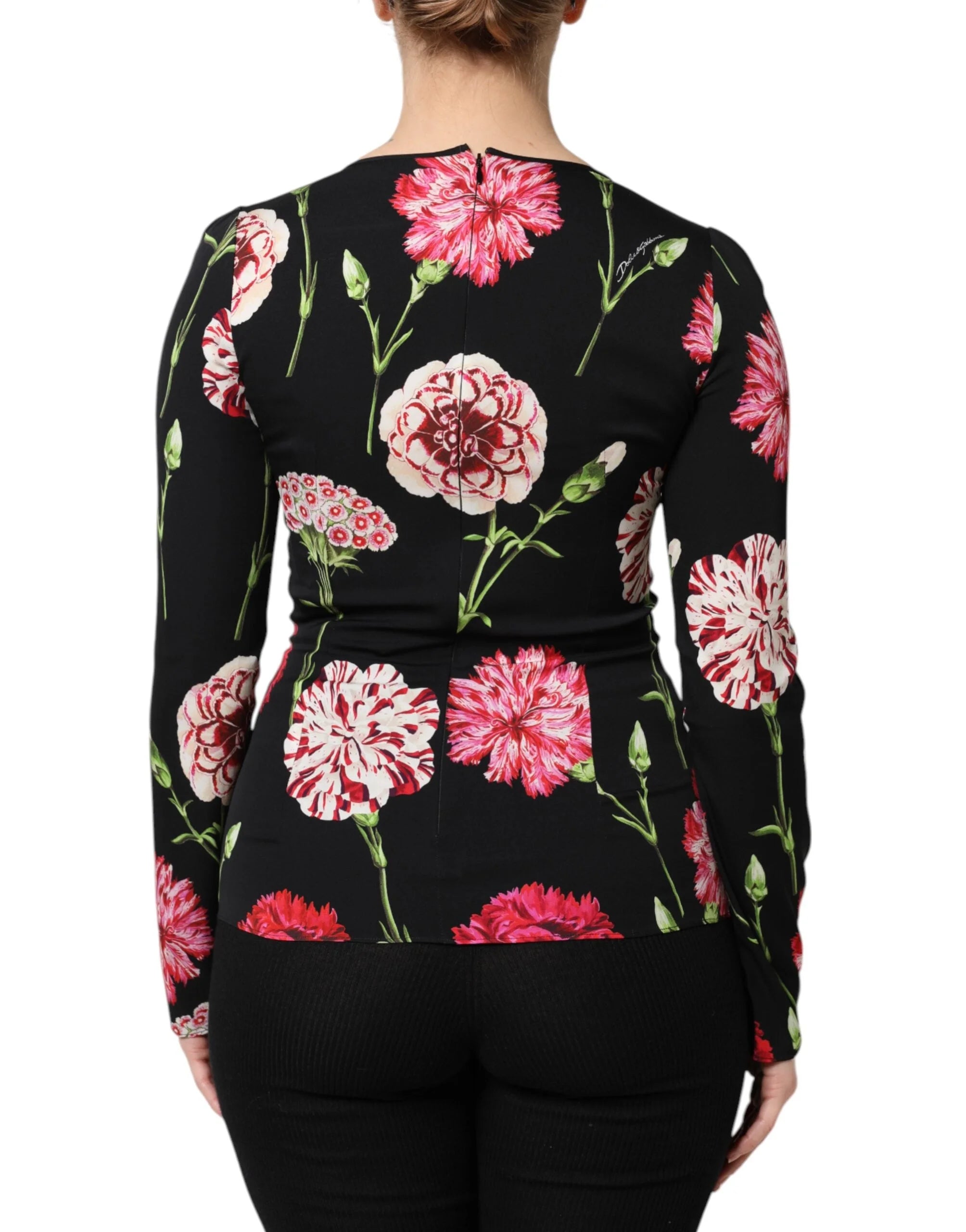 Dolce & Gabbana Black Floral Long Sleeve Women Blouse Top - Blouses