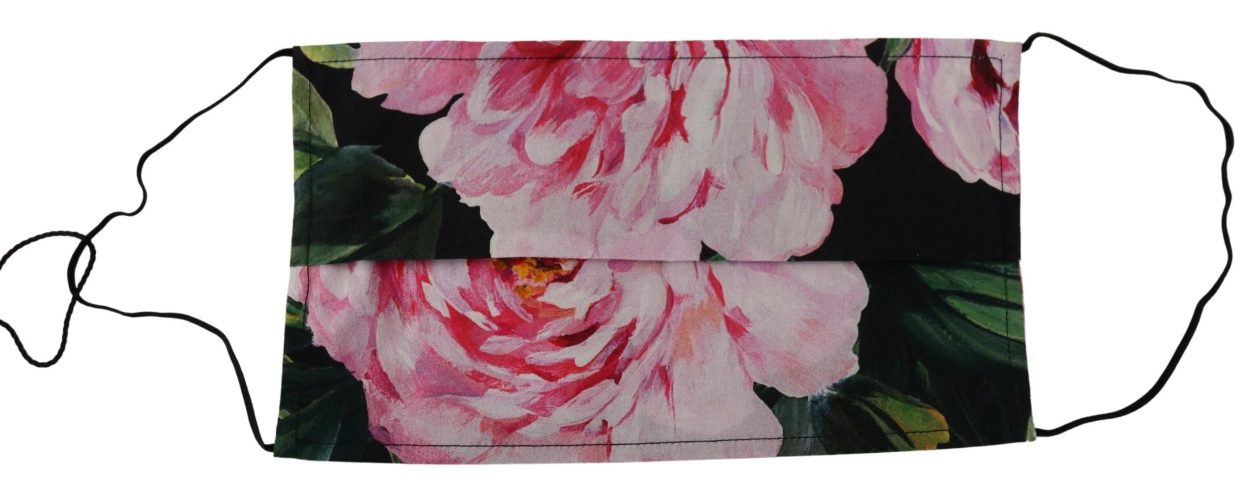 Dolce & Gabbana Black Floral Pleated Elastic Ear Strap Face Mask - Fashion Face Masks