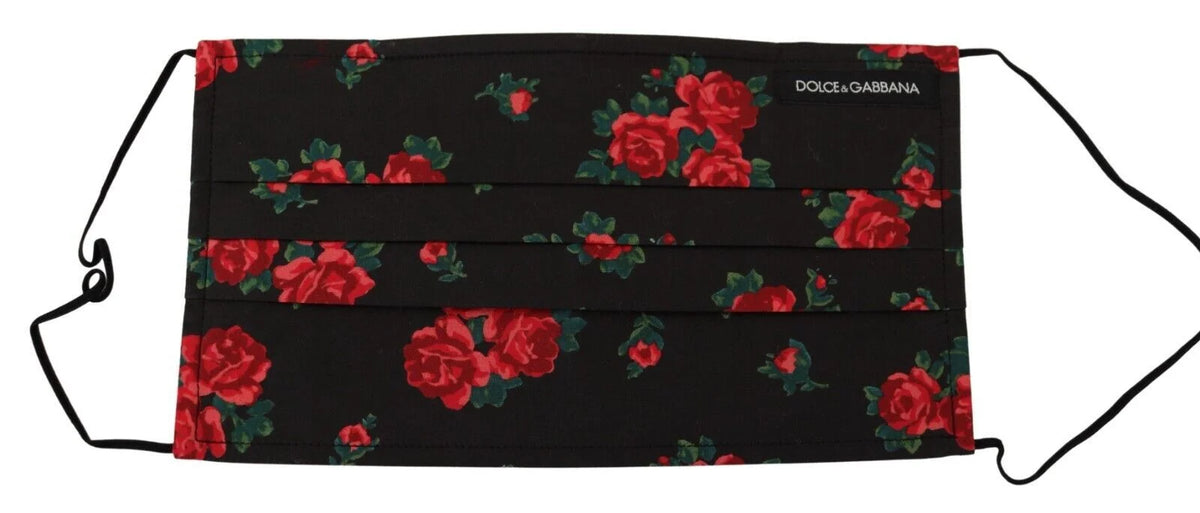 Dolce & Gabbana Black Floral Pleated Elastic Ear Strap One Size Face Mask - Fashion Face Masks