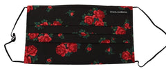 Dolce & Gabbana Black Floral Pleated Elastic Ear Strap One Size Face Mask - Fashion Face Masks