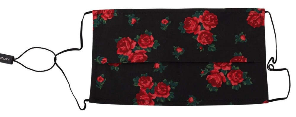 Dolce & Gabbana Black Floral Pleated Elastic Ear Strap One Size Face Mask - Fashion Face Masks