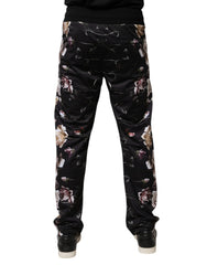 Dolce & Gabbana Black Floral Polyester Jogger Pants - IT44 | XS - Joggers